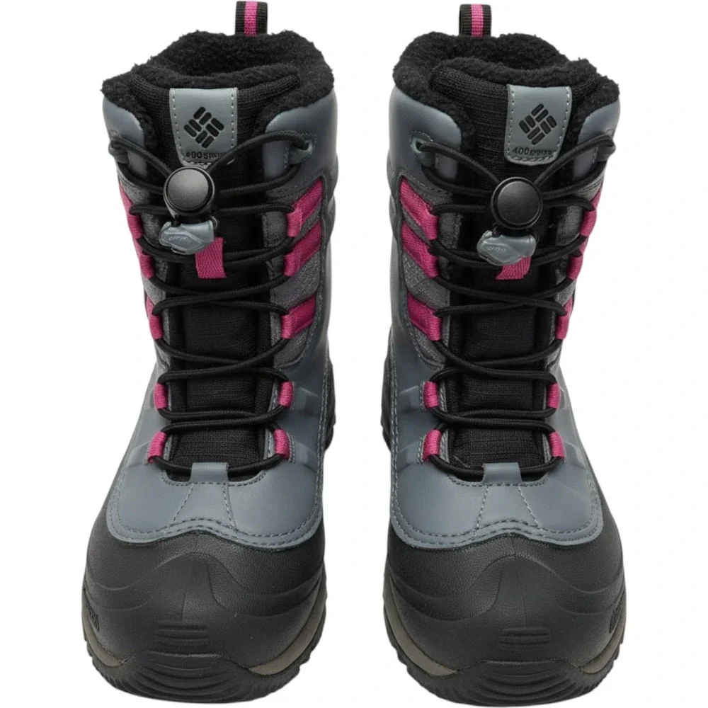 Columbia Bugaboot Plus IV Omni-Heat Waterproof Winter Boots Grey Pink Kids 2